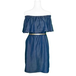 NAF NAF - Off The Shoulder Jean Short Dress Size L